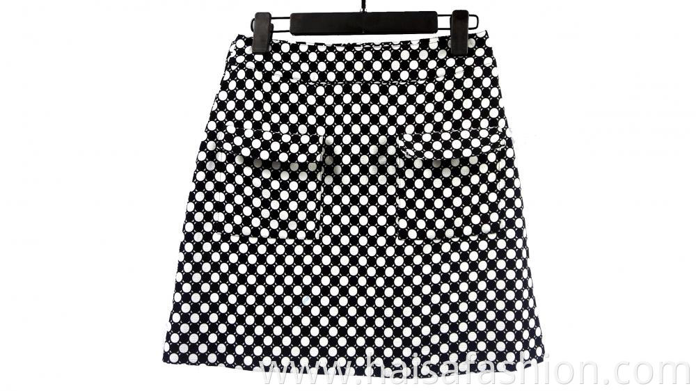 Black And White Dot Printed Women's Skirt